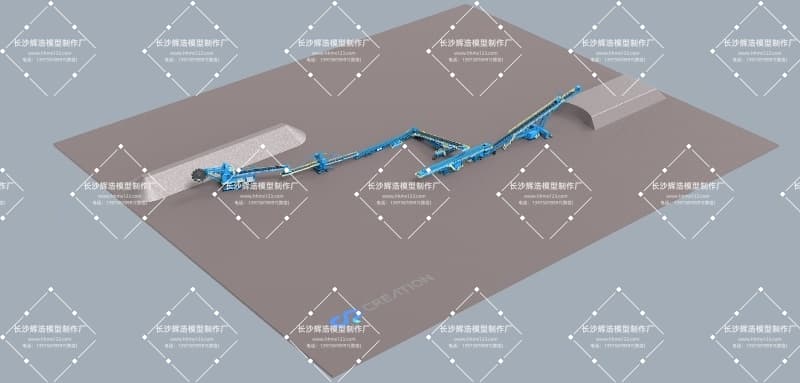 河南科瑞重装定制：2.2米露天矿场输送装备沙盘模型